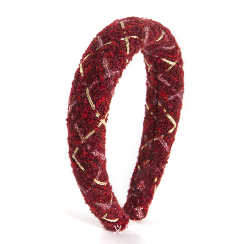 Wholesale New Year Festive Woolen Knitted High Skull Sponge Hair Headband